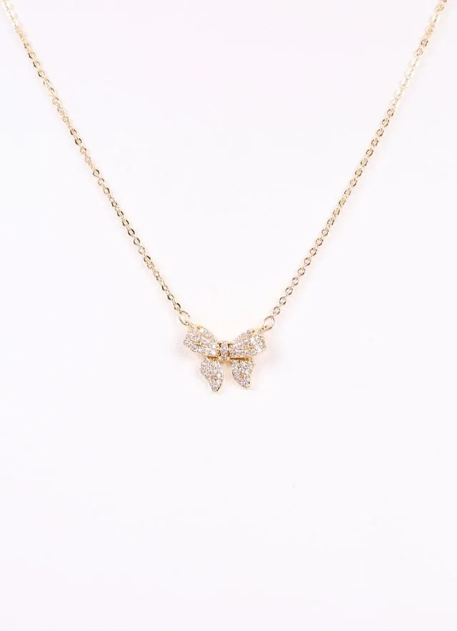 Jaquel CZ Bow Necklace GOLD
