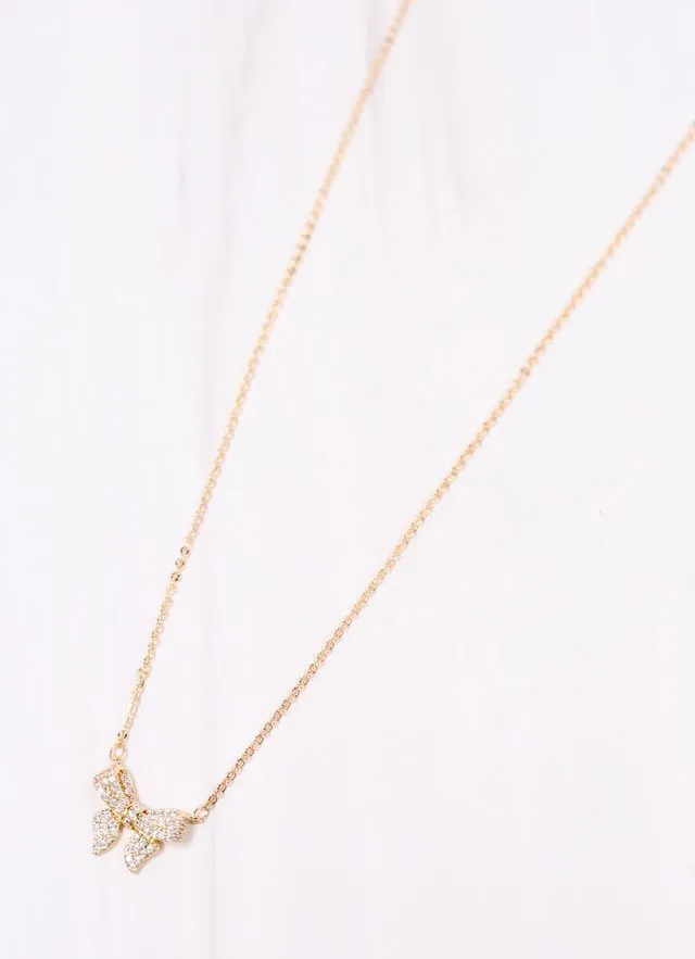 Jaquel CZ Bow Necklace GOLD