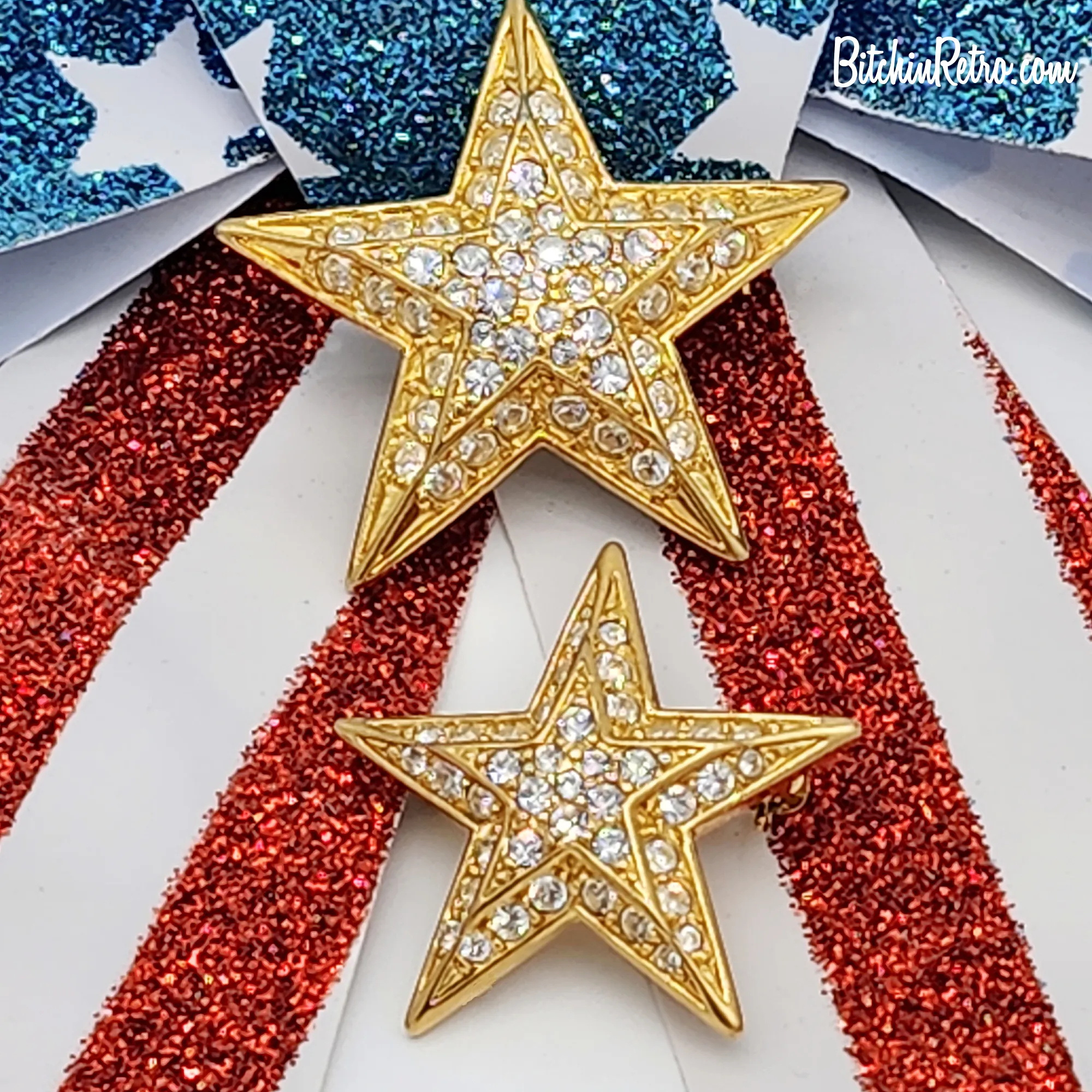 Joan Rivers Vintage Rhinestone Star Brooch Set