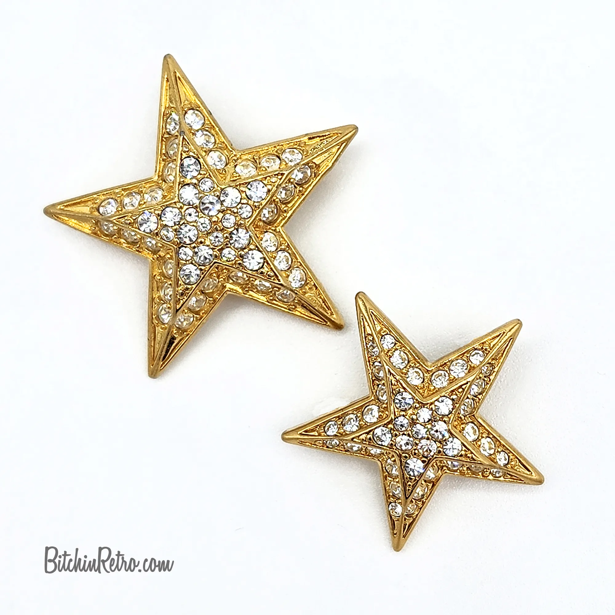 Joan Rivers Vintage Rhinestone Star Brooch Set