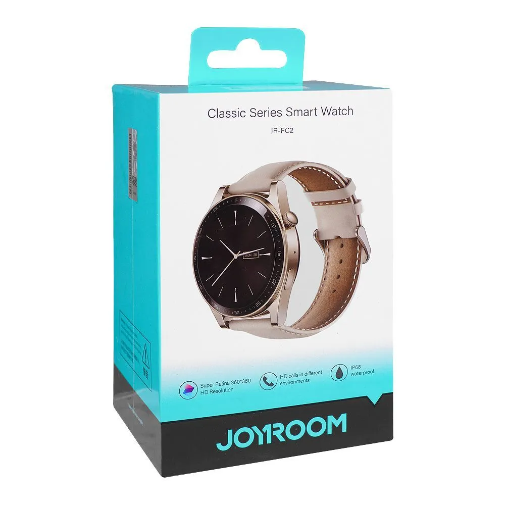 Joyroom Classic Series Smart Watch, Answer/Make Call, Champagne Gold, Water Resistance, JR-FC2