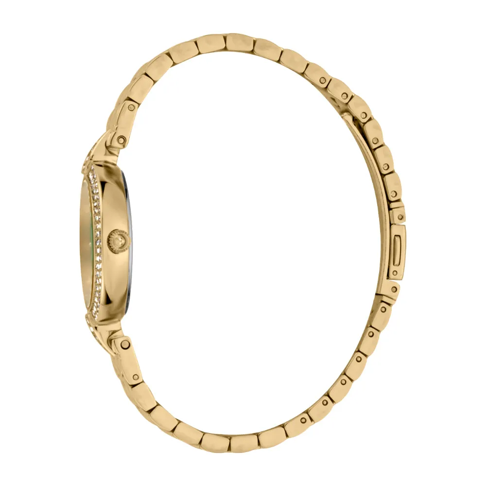 Just Cavalli Women Watch, Gold Color Case, Dark Green Mop Dial, Gold Color Stainless Steel Metal Bracelet