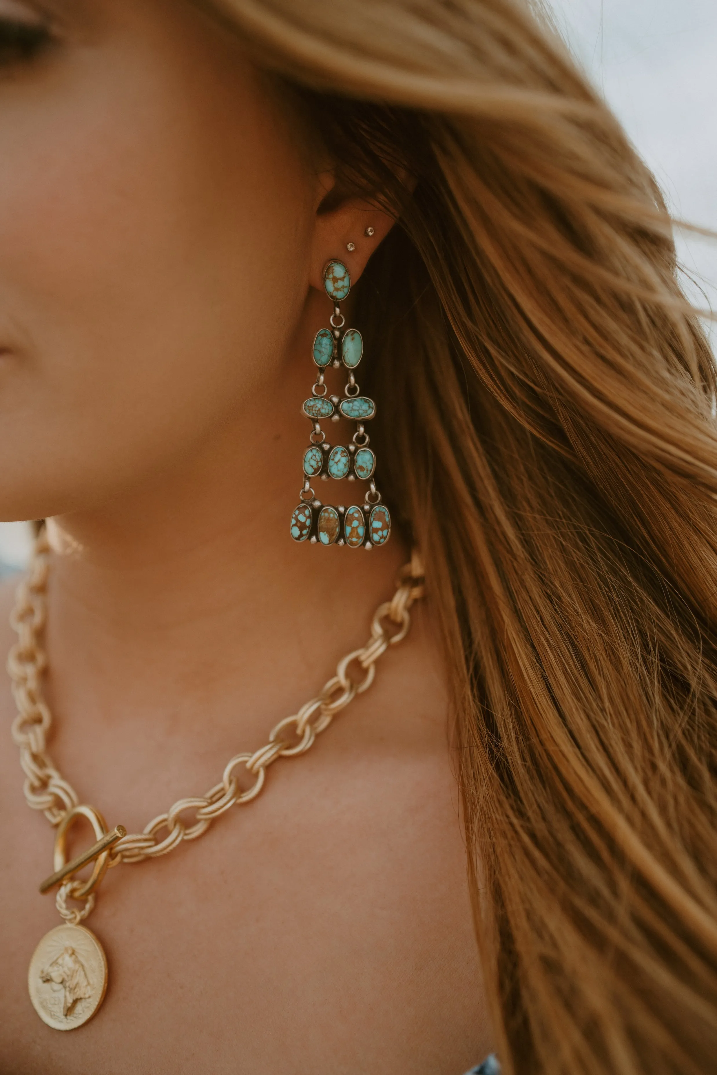 Kati Earrings | Turquoise Chandelier #3