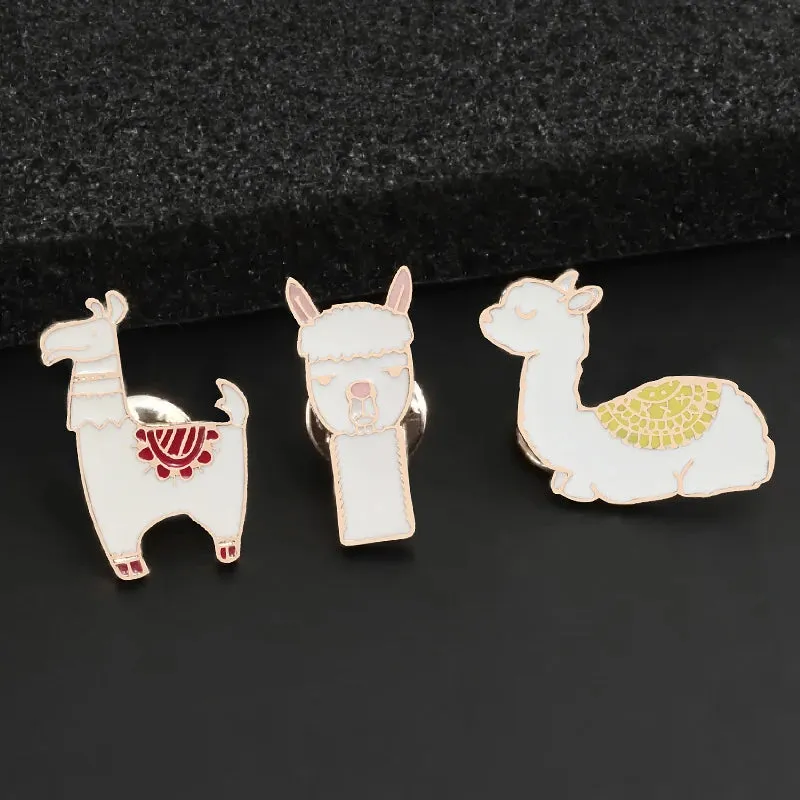 Kawaii Animal Brooches 🦙✨ Cute Enamel Pins - Cartoon Camel & Alpaca Fashion Jewelry for Kids & Women 🎀💖