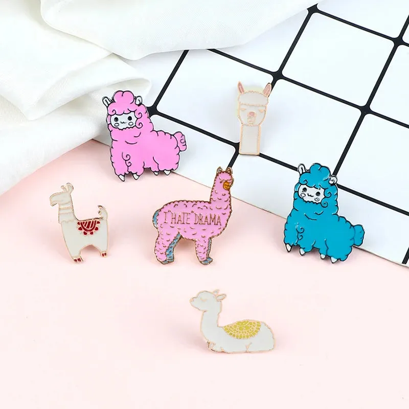Kawaii Animal Brooches 🦙✨ Cute Enamel Pins - Cartoon Camel & Alpaca Fashion Jewelry for Kids & Women 🎀💖