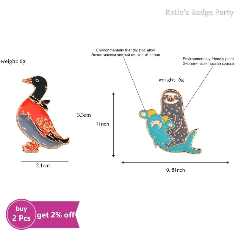Kawaii Animal Friends Enamel Pins 🦙🐥🦥🐑 | Cute Brooches for Kids - Fun Denim & Bag Accessories 🎒✨