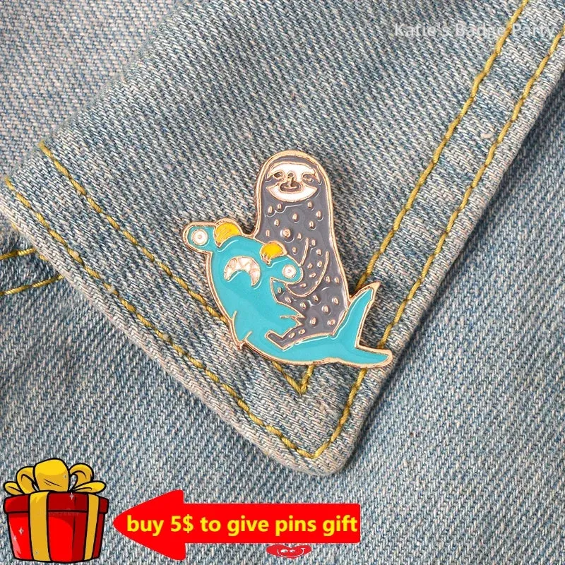 Kawaii Animal Friends Enamel Pins 🦙🐥🦥🐑 | Cute Brooches for Kids - Fun Denim & Bag Accessories 🎒✨