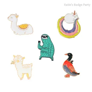 Kawaii Animal Friends Enamel Pins 🦙🐥🦥🐑 | Cute Brooches for Kids - Fun Denim & Bag Accessories 🎒✨