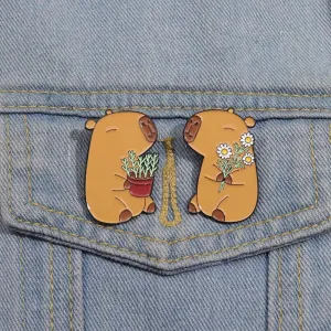 Kawaii Capybara Enamel Pins 🐾 Cute Animal Brooches for Bags & Shirts 🎒 Perfect Gift for Friends & Kids! 🌟