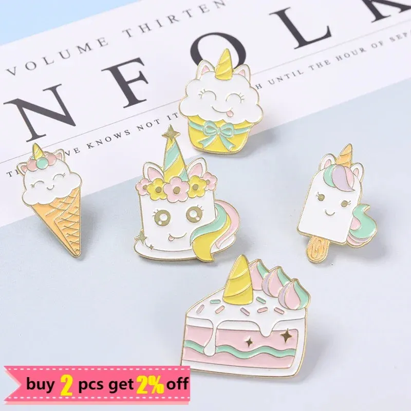 Kawaii Rainbow Dessert Enamel Pin 🍰🍦 Cute Cake & Ice Cream Brooches for Bags & Clothes 🎀✨ Perfect Gift for Friends & Kids!