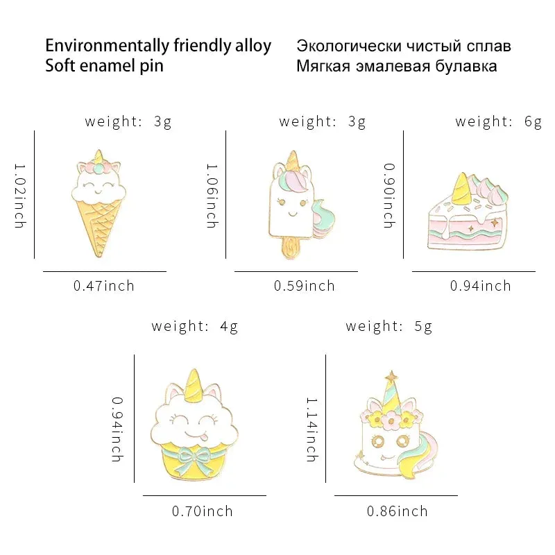 Kawaii Rainbow Dessert Enamel Pin 🍰🍦 Cute Cake & Ice Cream Brooches for Bags & Clothes 🎀✨ Perfect Gift for Friends & Kids!