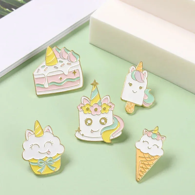 Kawaii Rainbow Dessert Enamel Pin 🍰🍦 Cute Cake & Ice Cream Brooches for Bags & Clothes 🎀✨ Perfect Gift for Friends & Kids!
