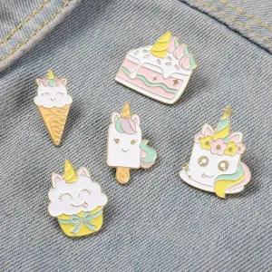 Kawaii Rainbow Dessert Enamel Pin 🍰🍦 Cute Cake & Ice Cream Brooches for Bags & Clothes 🎀✨ Perfect Gift for Friends & Kids!