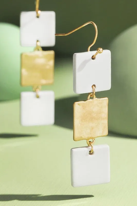 KELLIE ACETATE SQUARE DROP EARRINGS