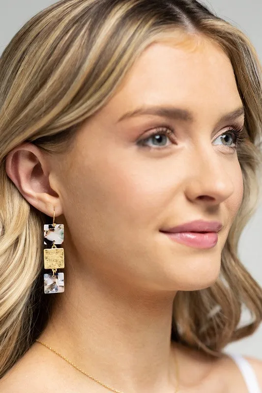 KELLIE ACETATE SQUARE DROP EARRINGS