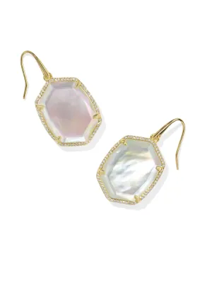 Kendra Scott Daphne Pave Frame Drop Earring - Gold Iridescent Ivory Illusion