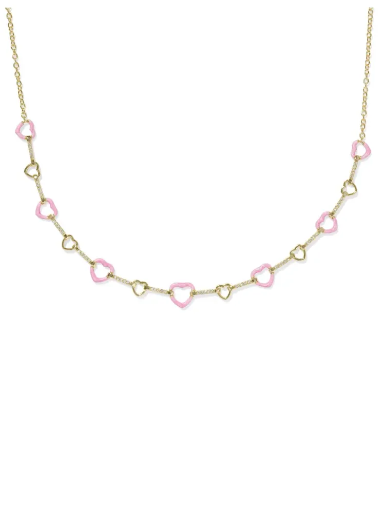 Kendra Scott - Haisley Pink Heart Gold Strand Necklace