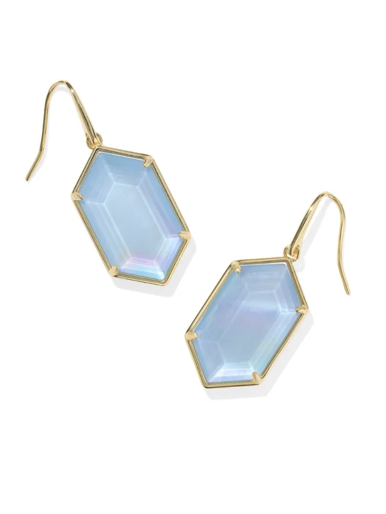 Kendra Scott Hallie Drop Earrings - Gold & Sky Blue MOP