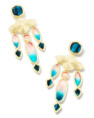 Kendra Scott Monica Statement Earrings - Gold Teal Mix