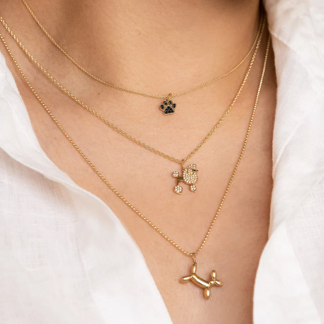 Kids Collection Gold & Diamond Small Paw Print Necklace