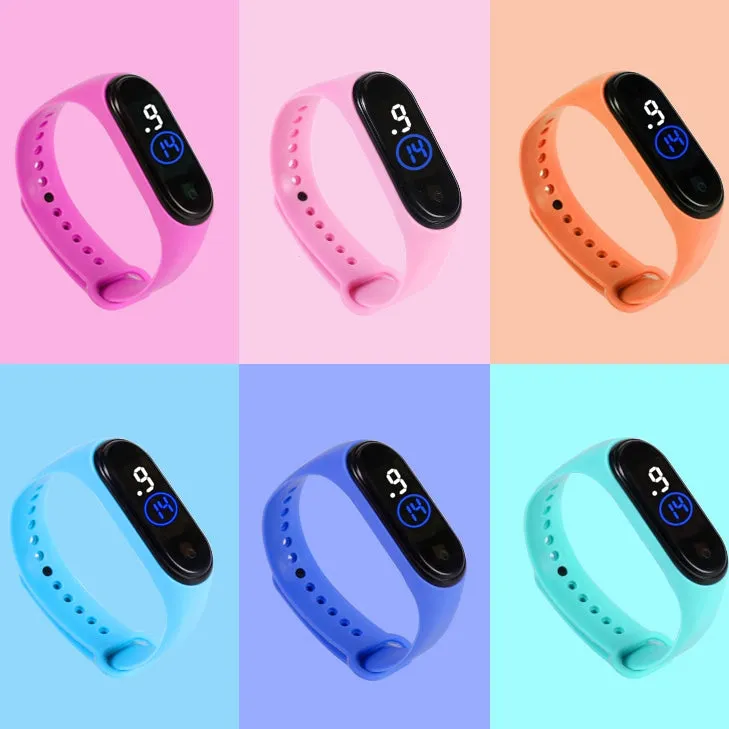 Kids Watch Solid Color Eco-Friendly LED Watch Sport Digital Touch Screen Teenage Students Watch