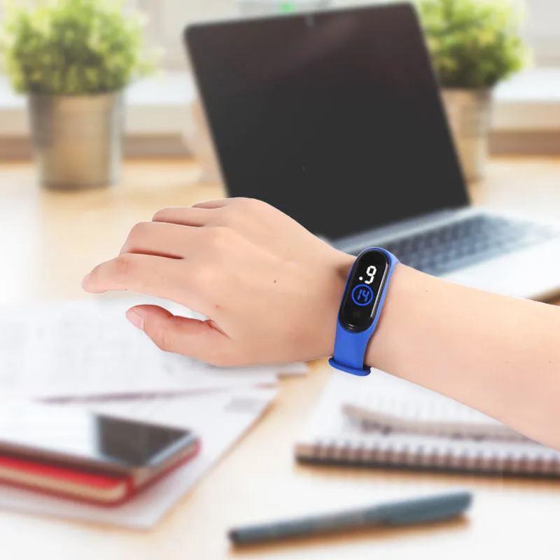 Kids Watch Solid Color Eco-Friendly LED Watch Sport Digital Touch Screen Teenage Students Watch