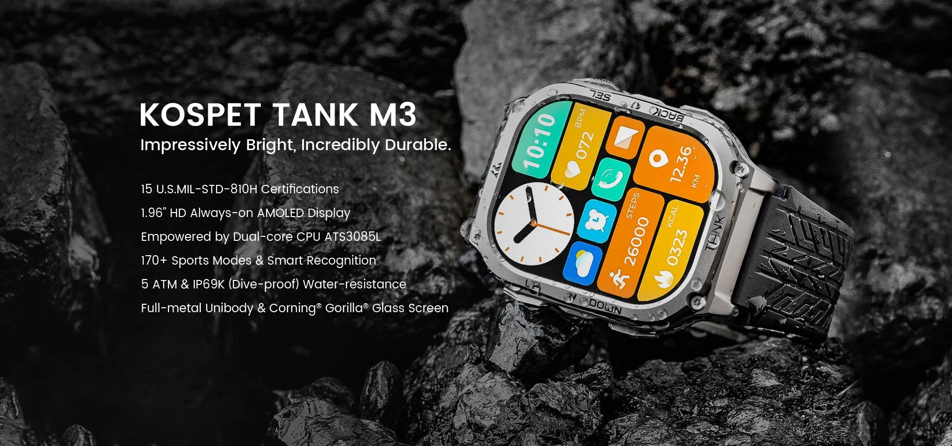 KOSPET Tank M3 1.96" AMOLED Smart Watch