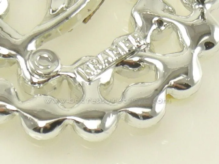 Kramer Vintage Brooch Pin White Moonglow & Rhinestone