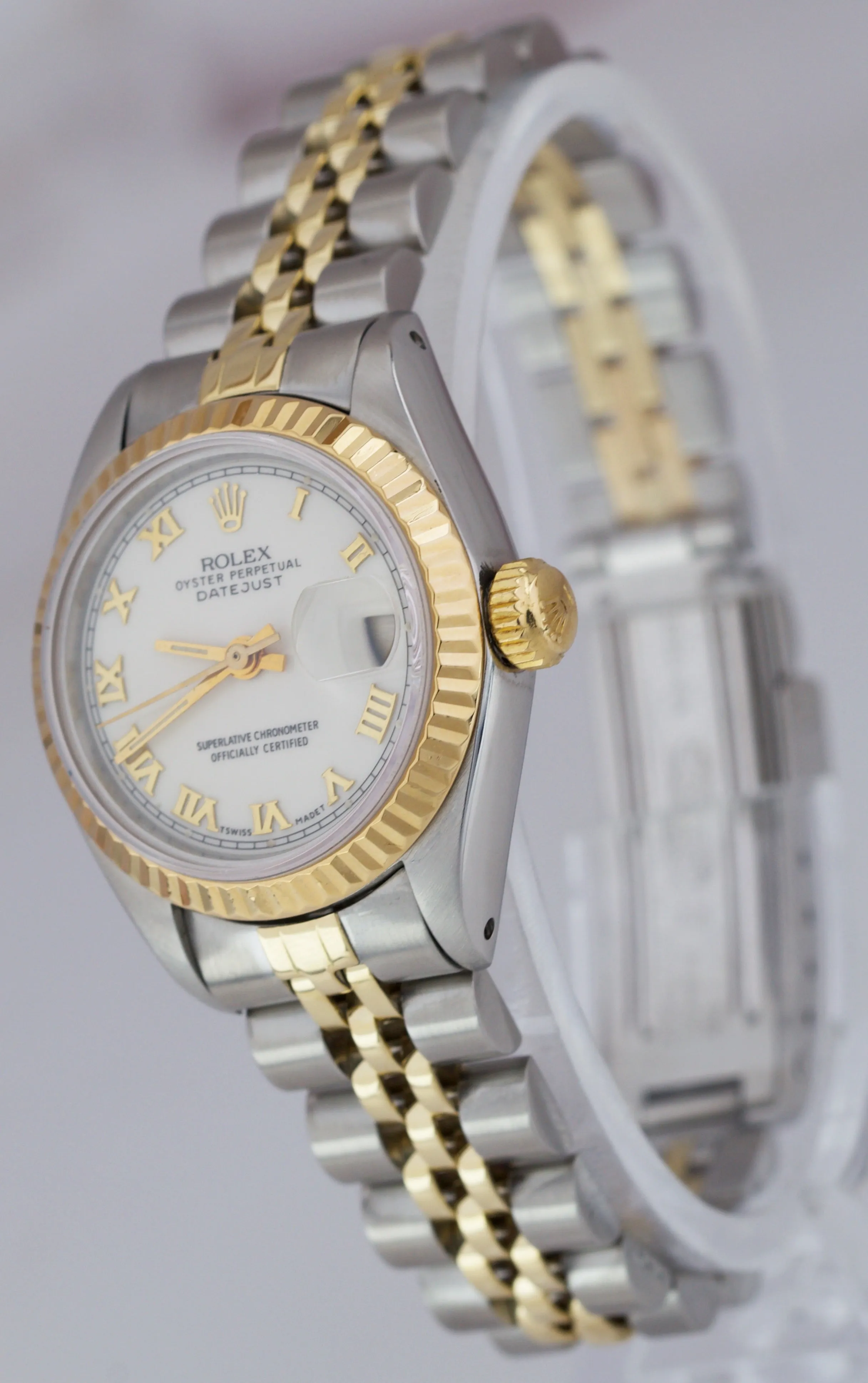 Ladies Rolex DateJust 26mm 69173 White Roman Two-Tone Gold Jubilee Watch 6917