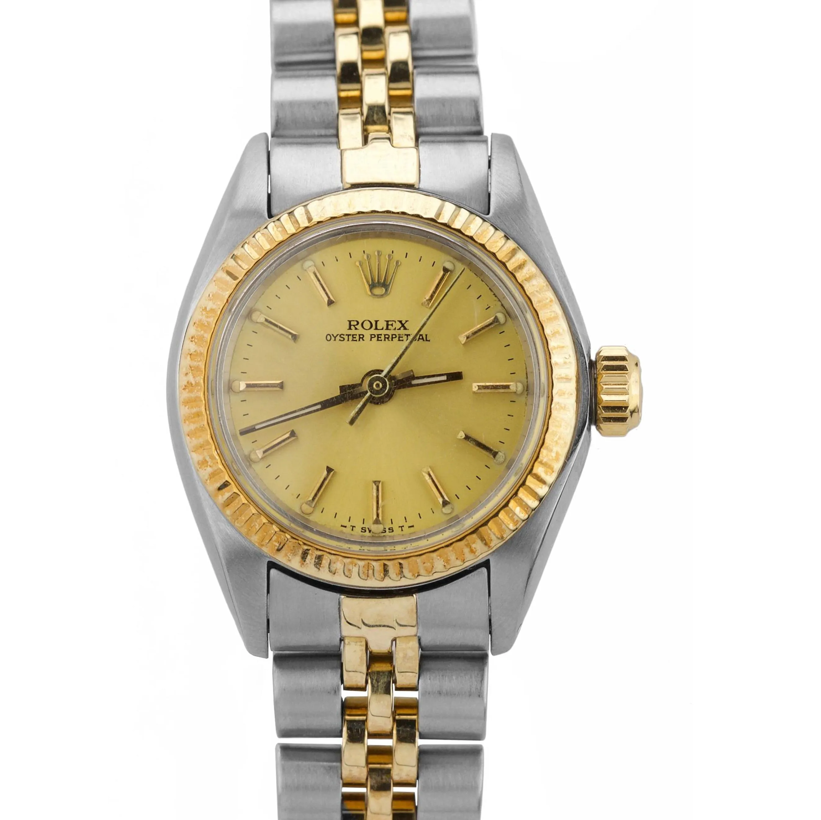 Ladies Rolex Oyster Perpetual 24mm Champagne 6719 Two-Tone Steel Jubilee Watch