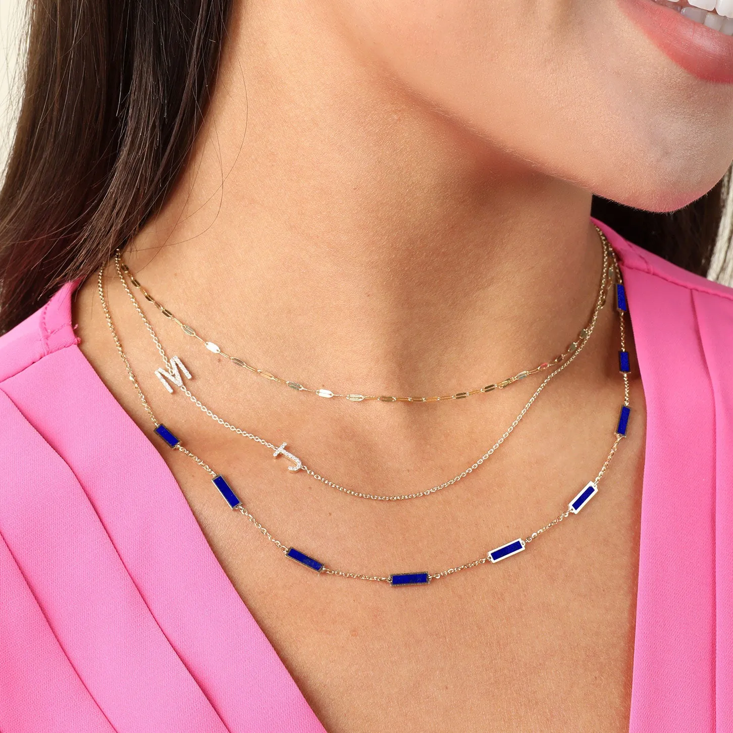 Lapis Bar Chain Necklace