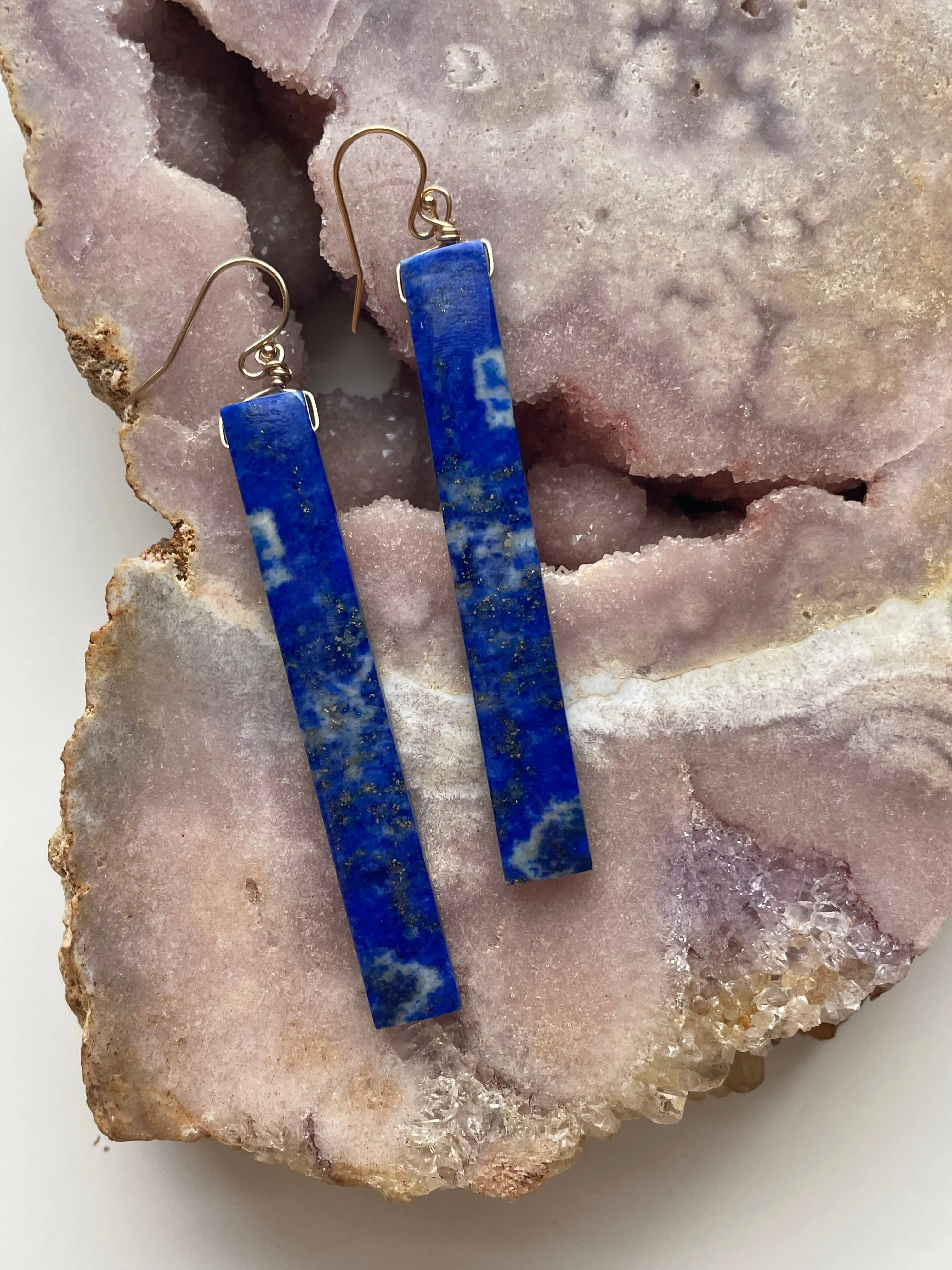 Lapis Lazuli  Earrings Gold Fill