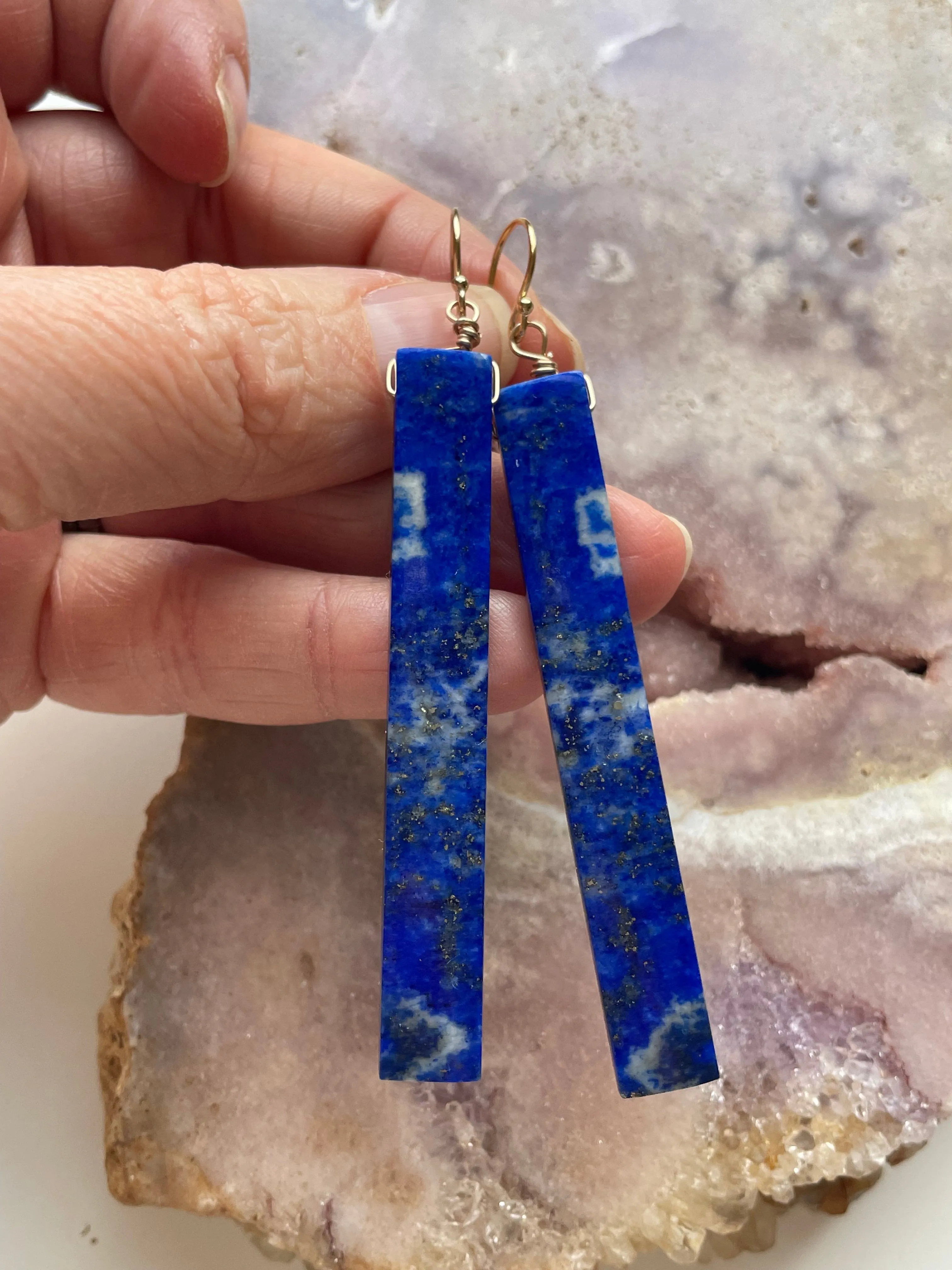 Lapis Lazuli  Earrings Gold Fill
