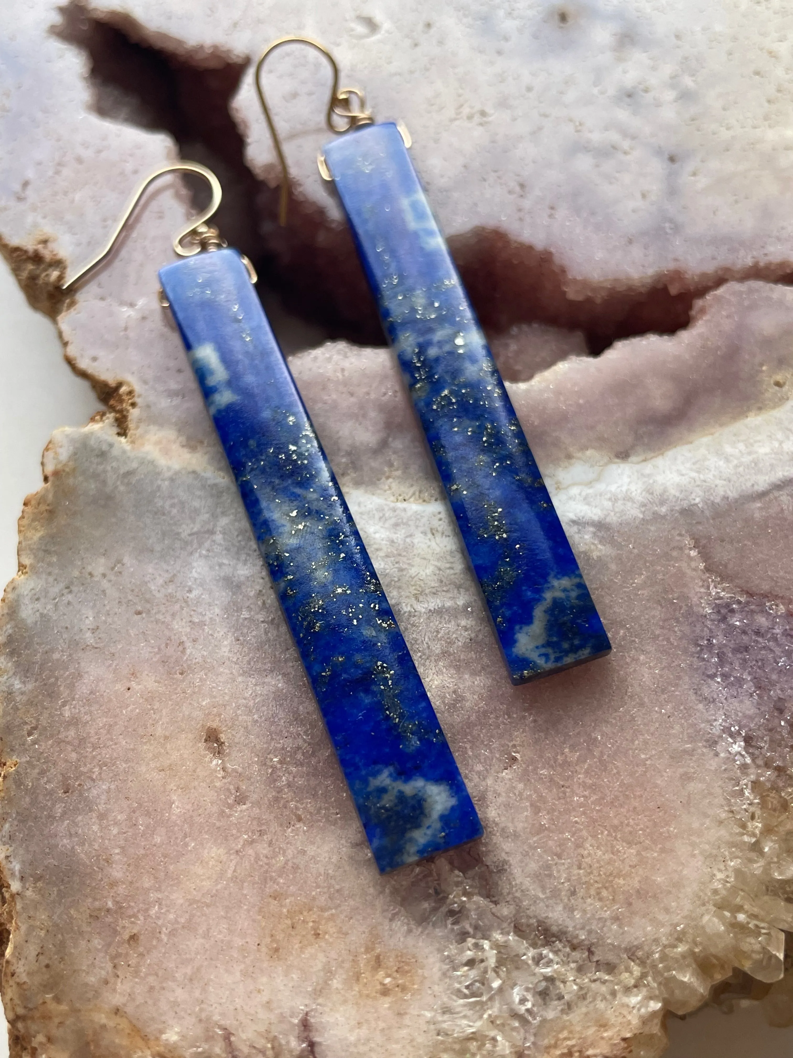 Lapis Lazuli  Earrings Gold Fill