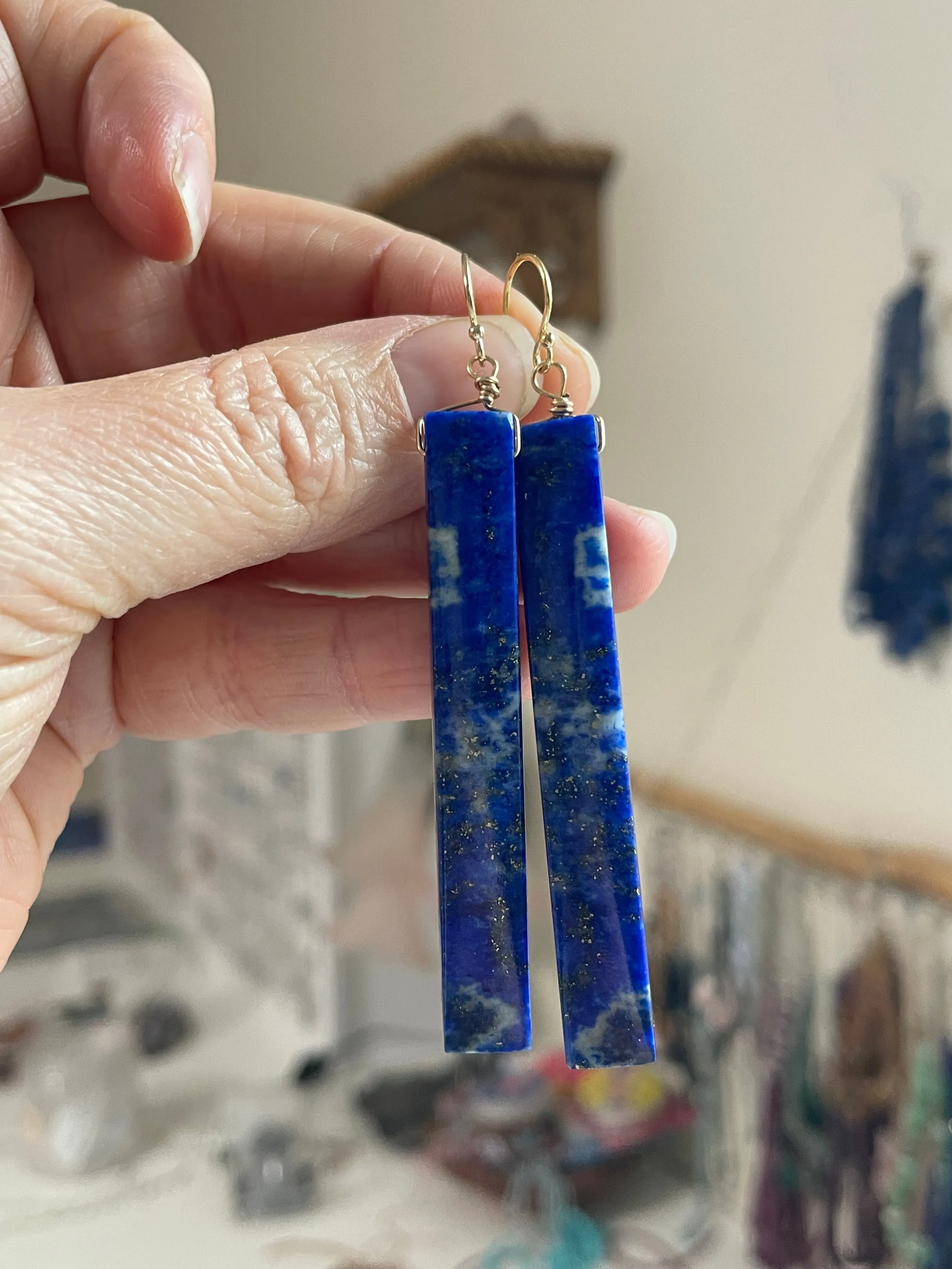 Lapis Lazuli  Earrings Gold Fill