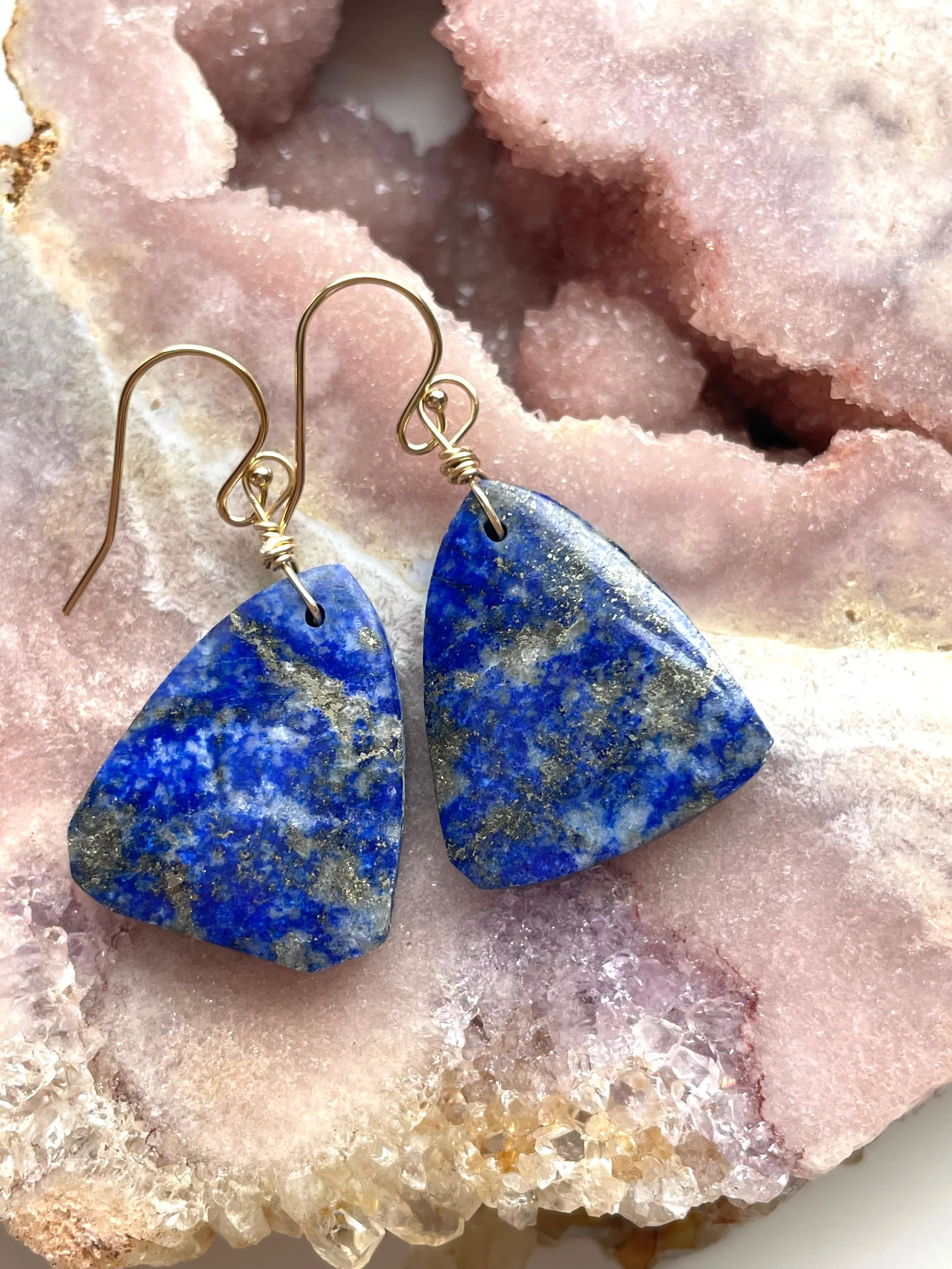 Lapis Lazuli Statement Earrings Gold Fill