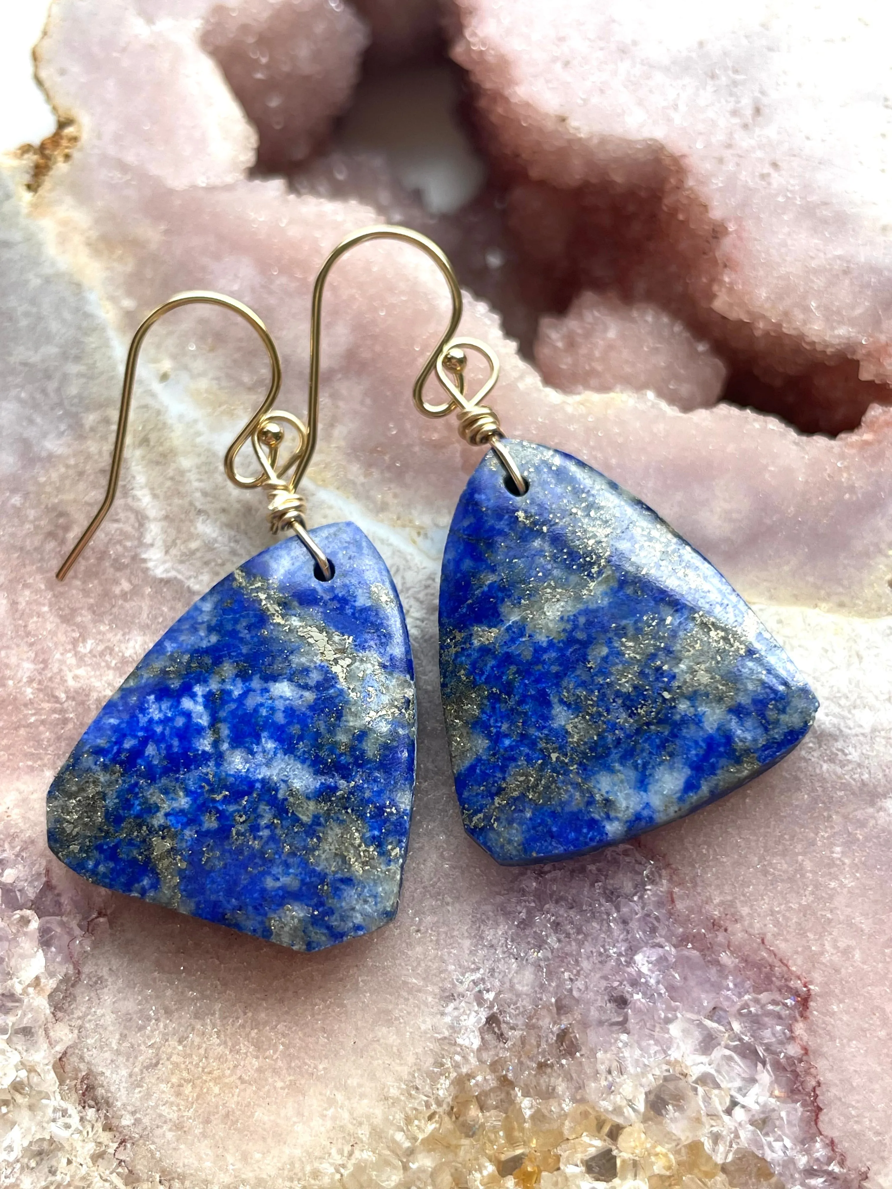 Lapis Lazuli Statement Earrings Gold Fill