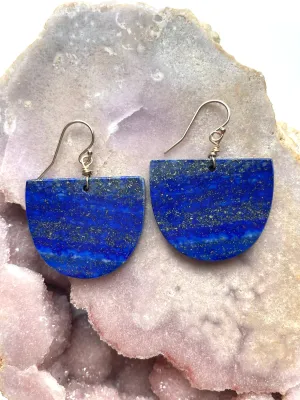 Lapis Lazuli Statement Earrings Gold Fill