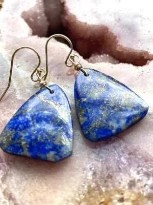 Lapis Lazuli Statement Earrings Gold Fill