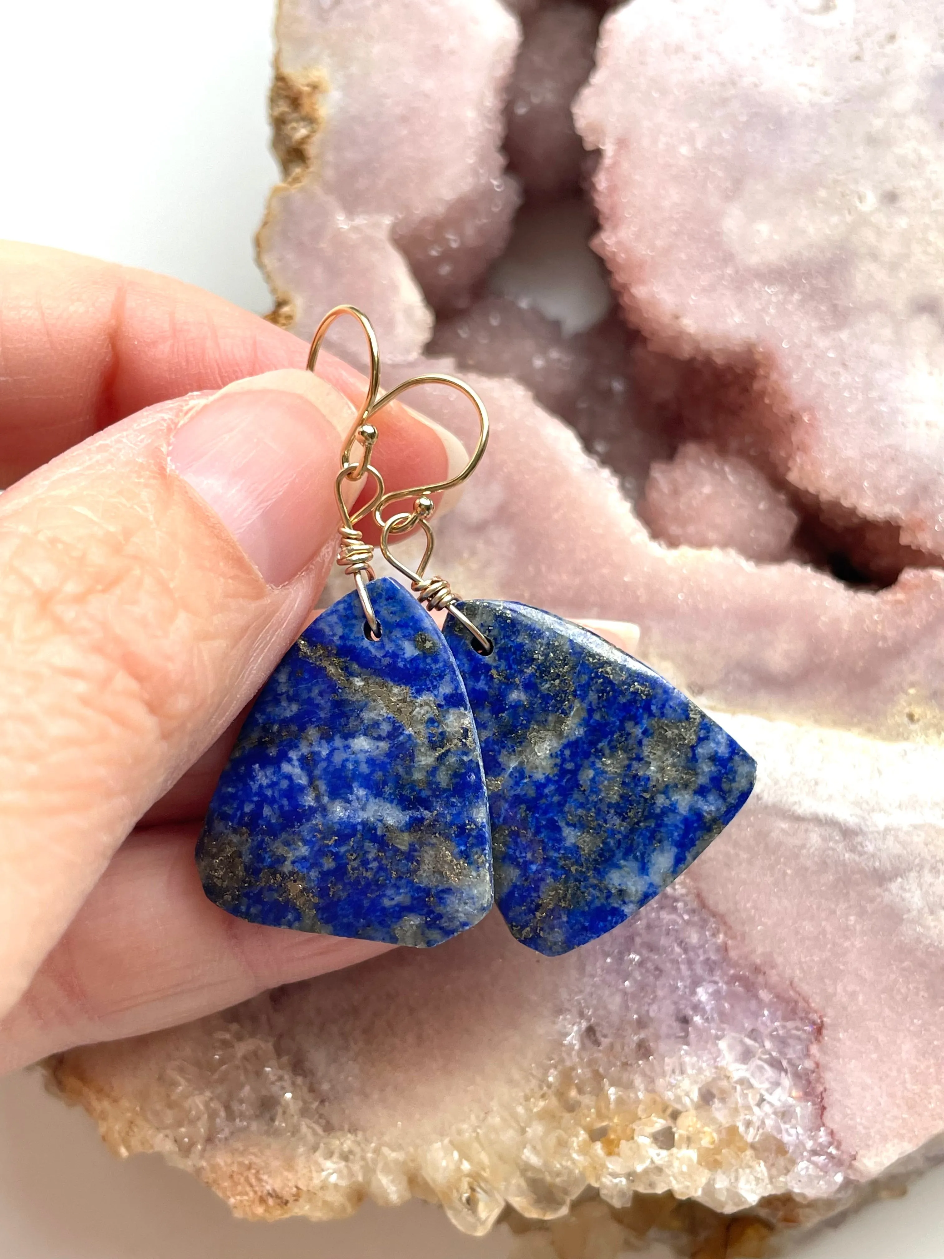 Lapis Lazuli Statement Earrings Gold Fill