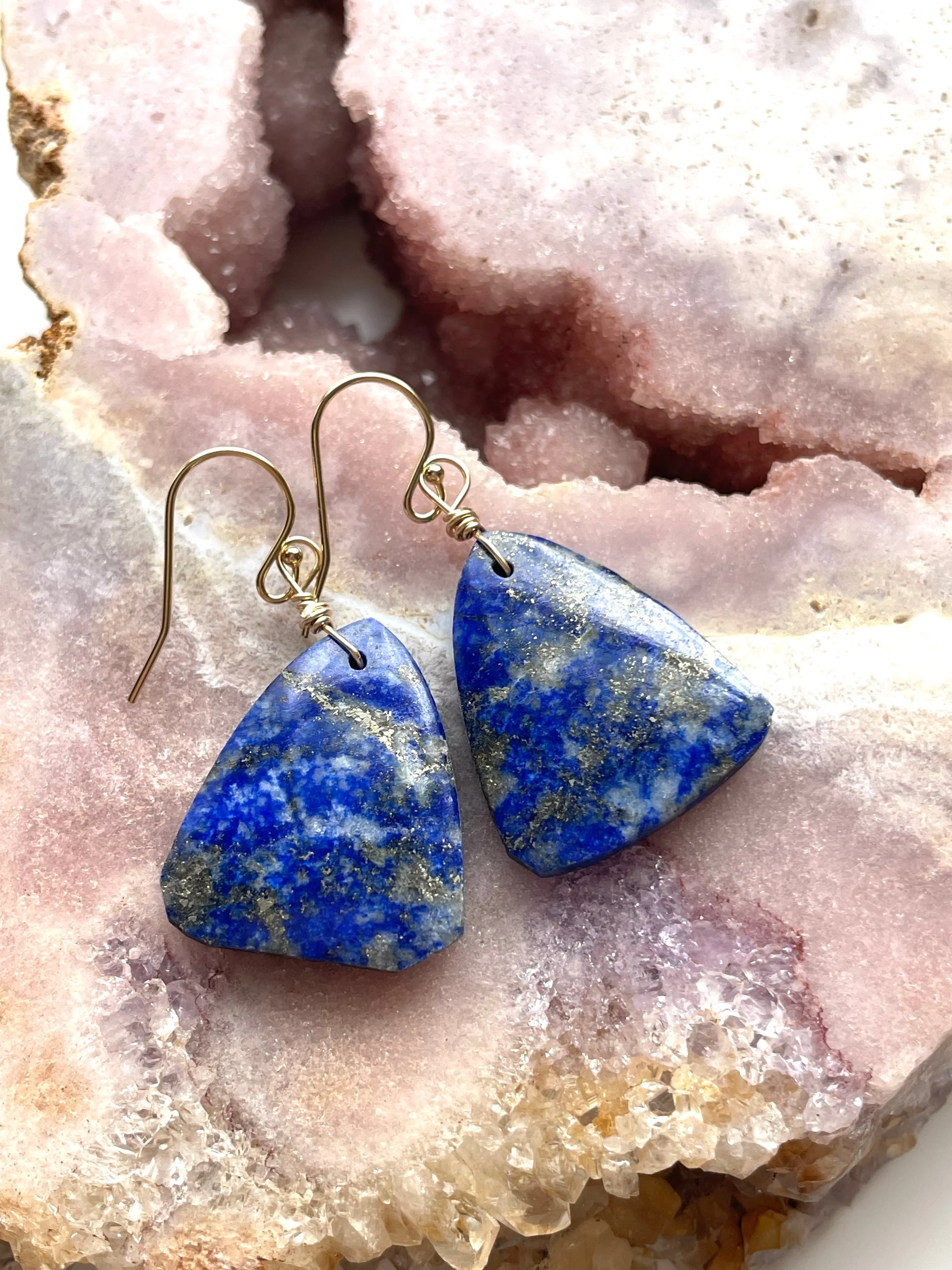 Lapis Lazuli Statement Earrings Gold Fill