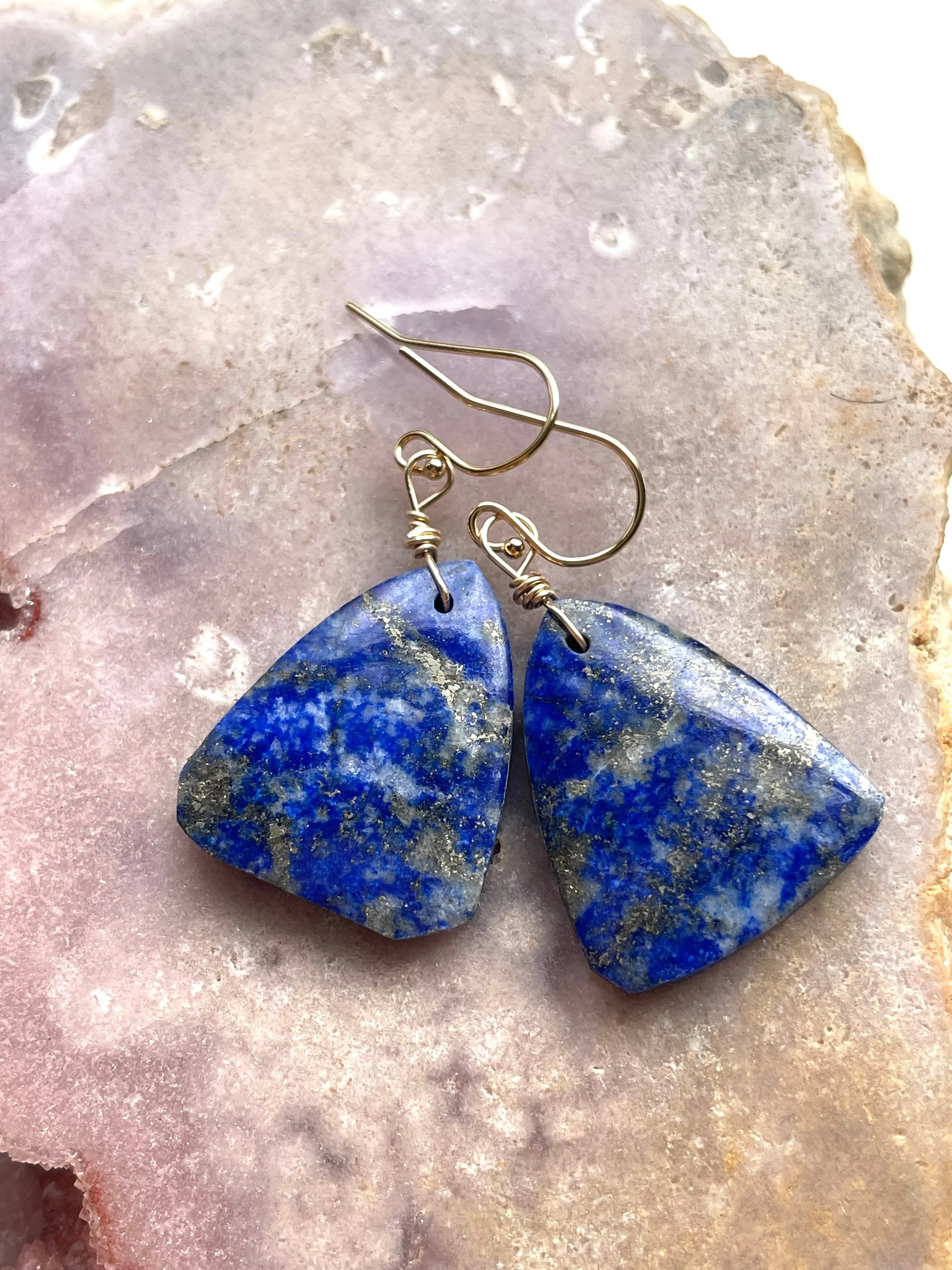 Lapis Lazuli Statement Earrings Gold Fill