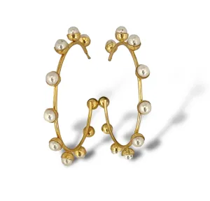 Large Pearl Hoops