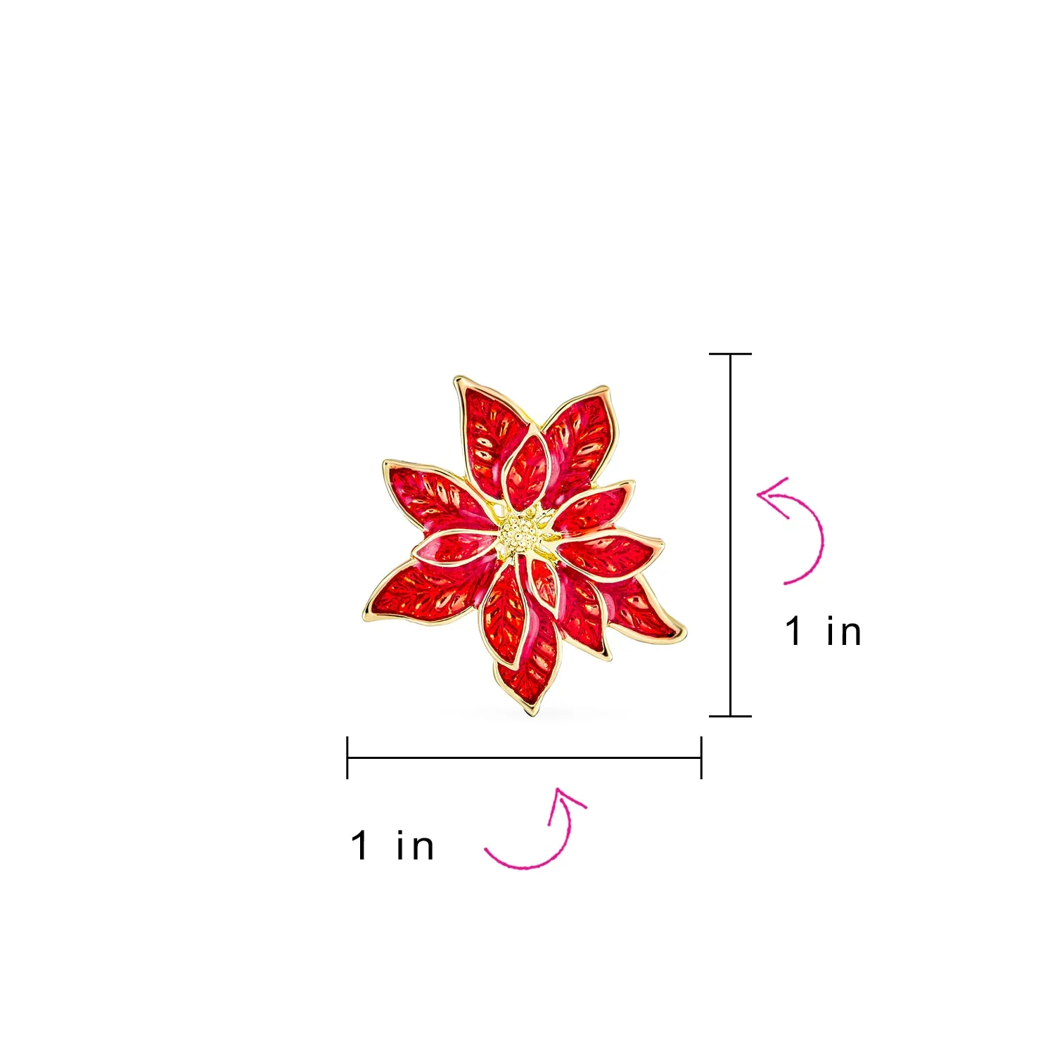 Large Poinsettia Brooch & Clip-On Earrings Christmas Jewelry Set Gold Plated
