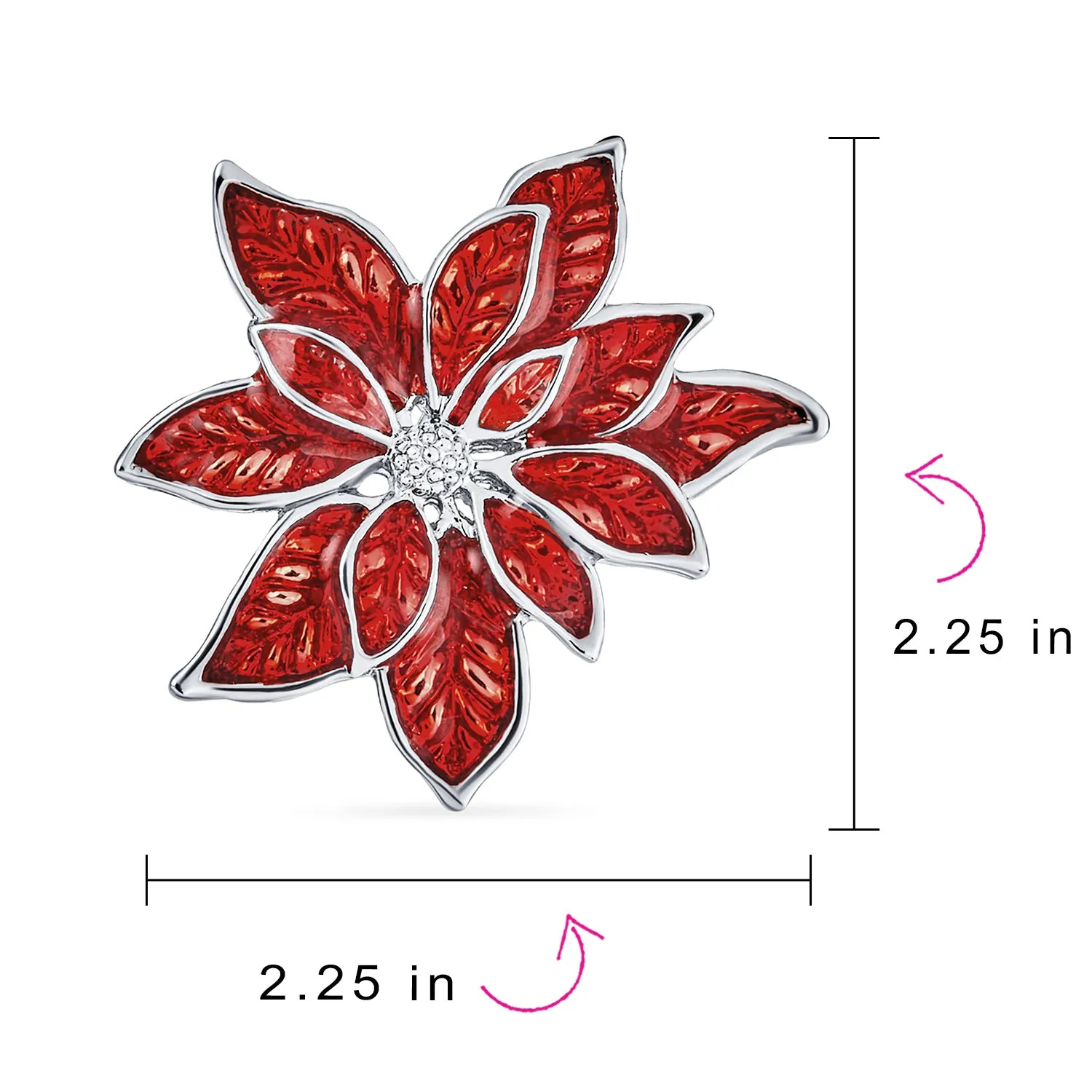 Large Poinsettia Brooch & Clip-On Earrings Christmas Jewelry Set Gold Plated