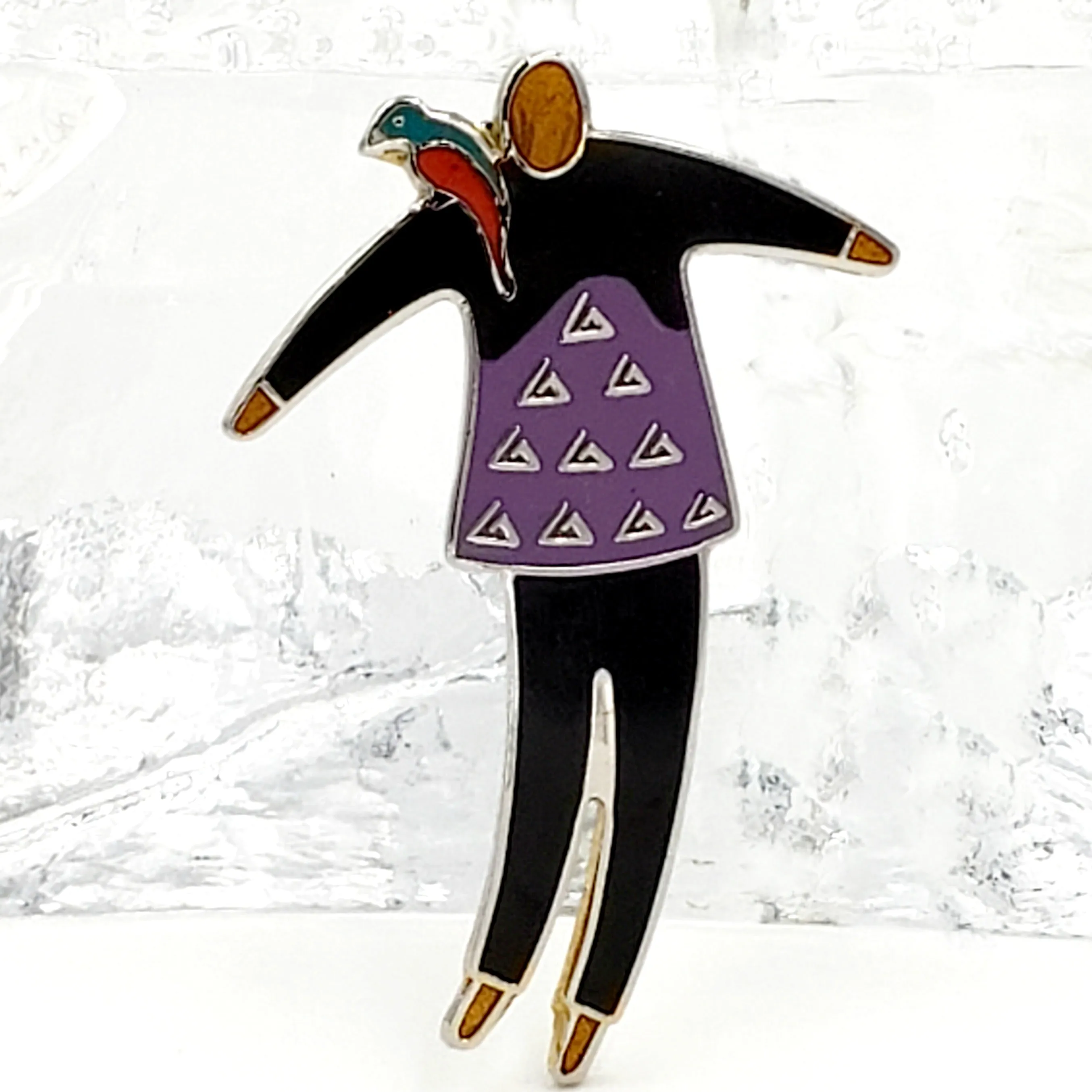 Laurel Burch Vintage Parrot "Flying Friend" Enamel Brooch