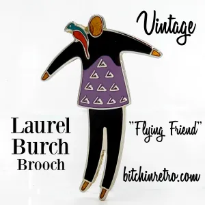 Laurel Burch Vintage Parrot "Flying Friend" Enamel Brooch