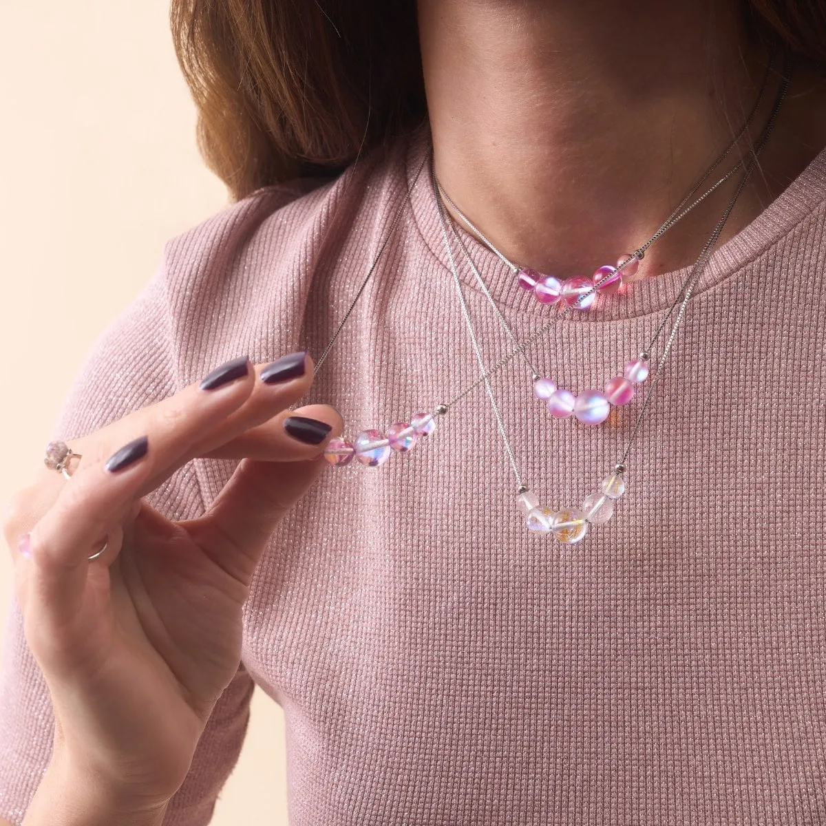 Lavender | .925 Sterling Silver | Mermaid Glass Infinity Clasp Necklace