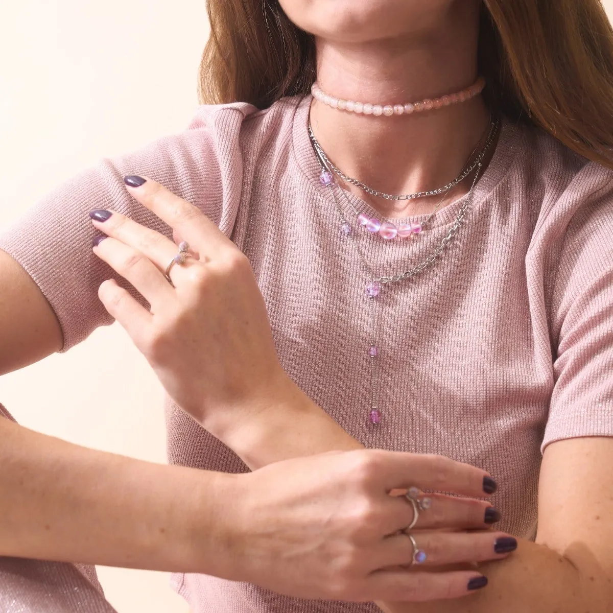 Lavender | .925 Sterling Silver | Mermaid Glass Infinity Clasp Necklace