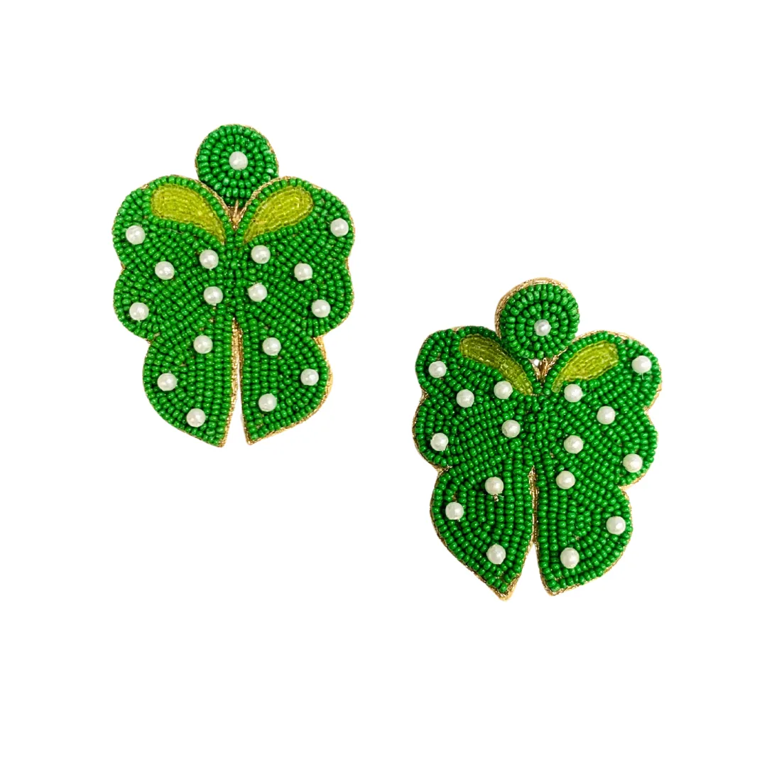 LBLOX Earrings - Green with Pearls
